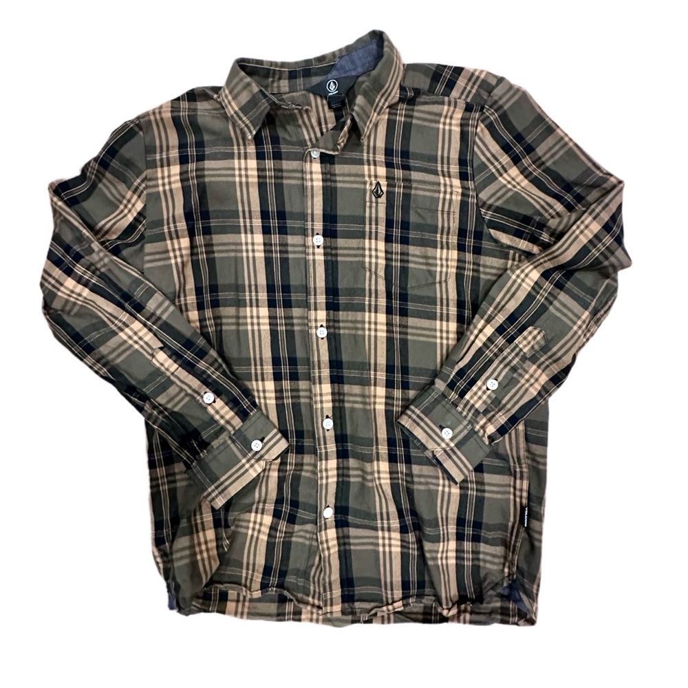 Volcom Big Boys Long Sleeve Button-Down Shirt - XL - 14y - Black and Orange